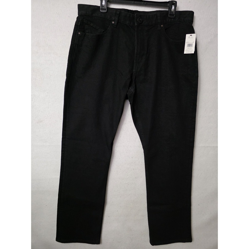 Volcom Vorta Slim Straight Stretch‎ Denim Jeans Black Mens Size 36x32 NEW